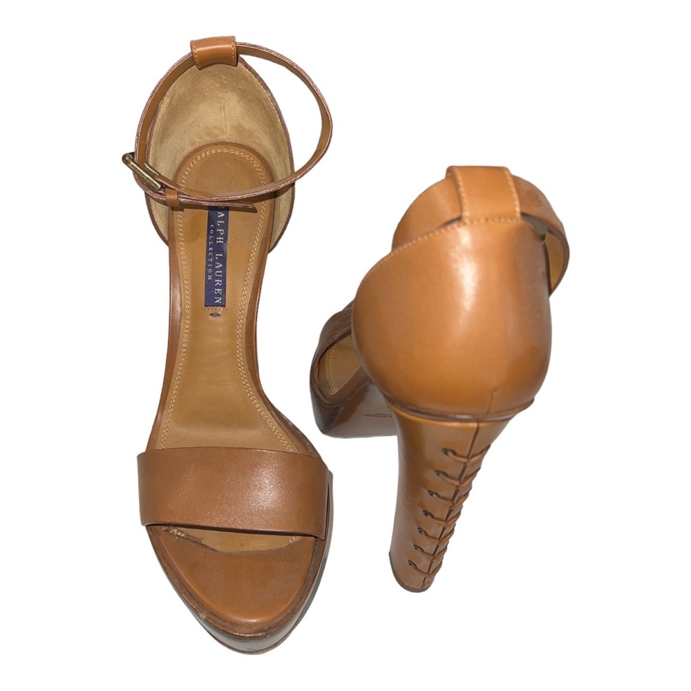 Ralph Lauren Blue Label Brown Lace Up Back Heels